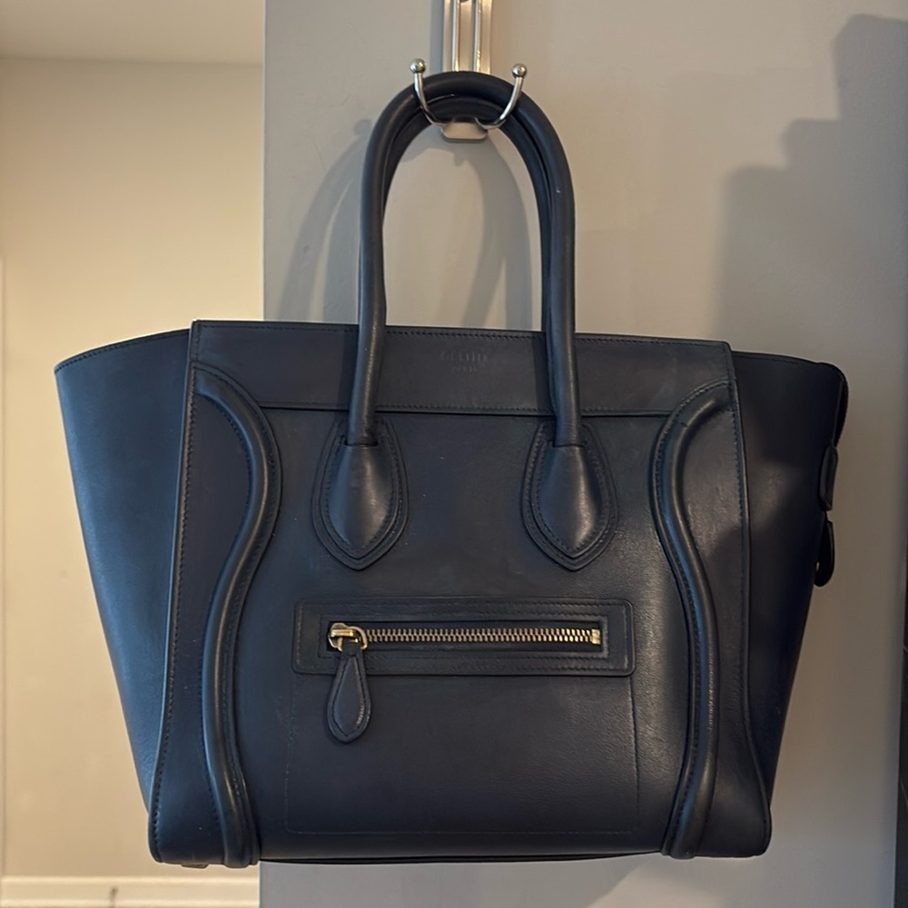 CELINE Smooth Calfskin Micro Luggage Navy Blue- Luxury Designer Handbag